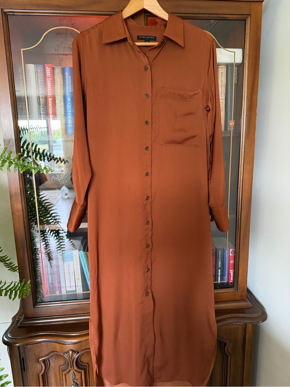 Banana Republic Rust-Brown Long Sleeve Shirt Dress